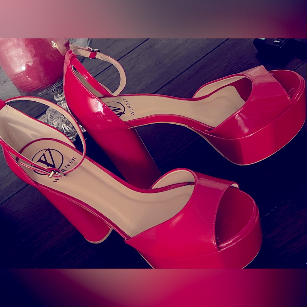 Werner Red Platform Heels - Picture 8 of 12